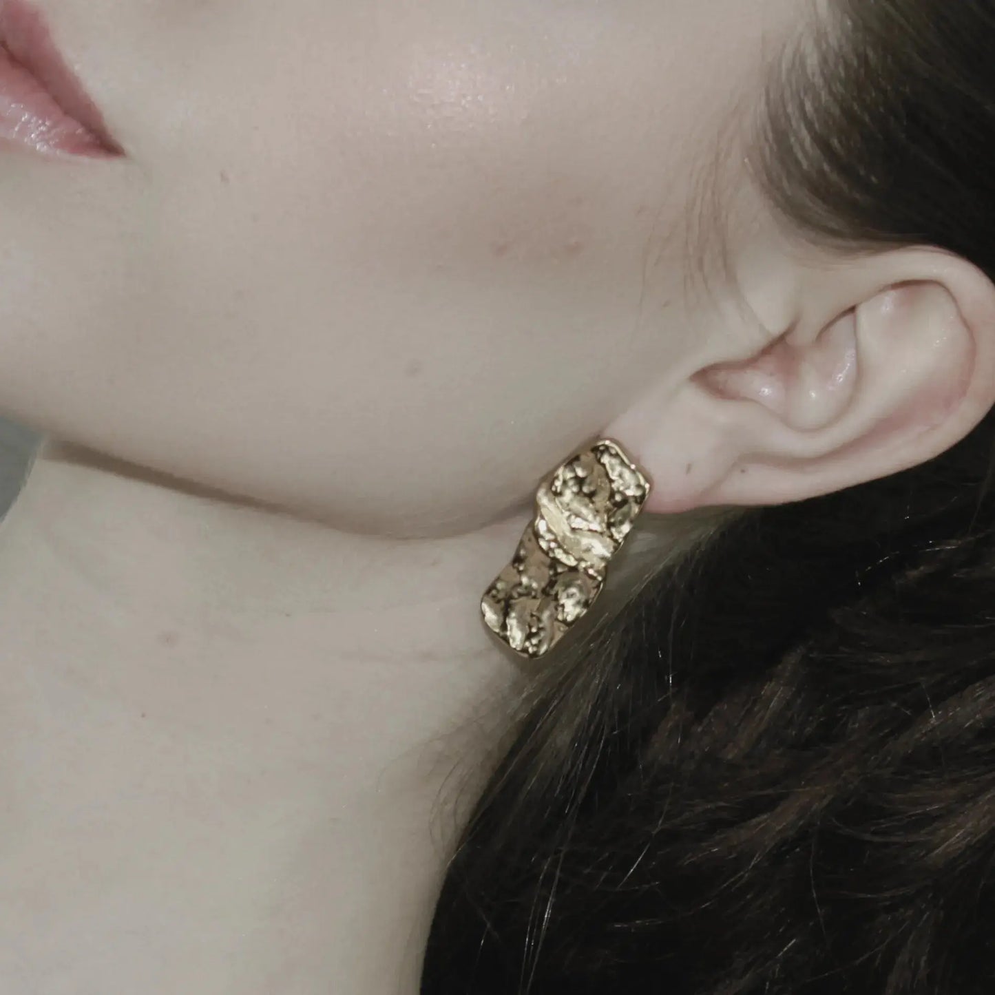 Courage Waterproof Square Statement Earring 18K Gold Plating Dansk Copenhagen