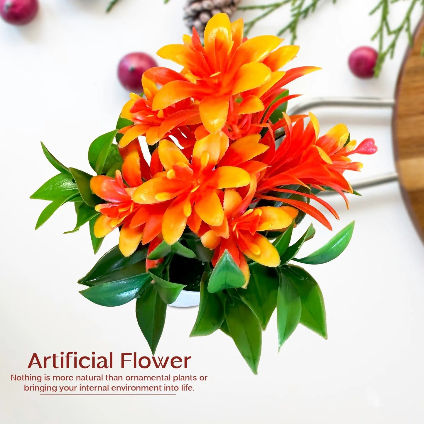 Artificial Flowers in Plastic Small Pot Indoor Fake Flower Plants ~5596 LEDSone