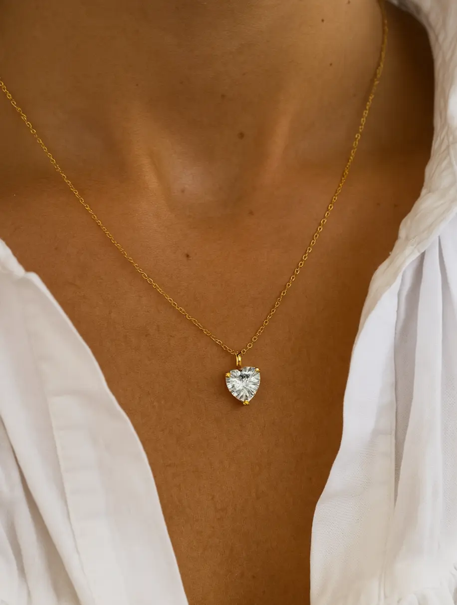 April Birthstone Chain Necklace Gold Lunar