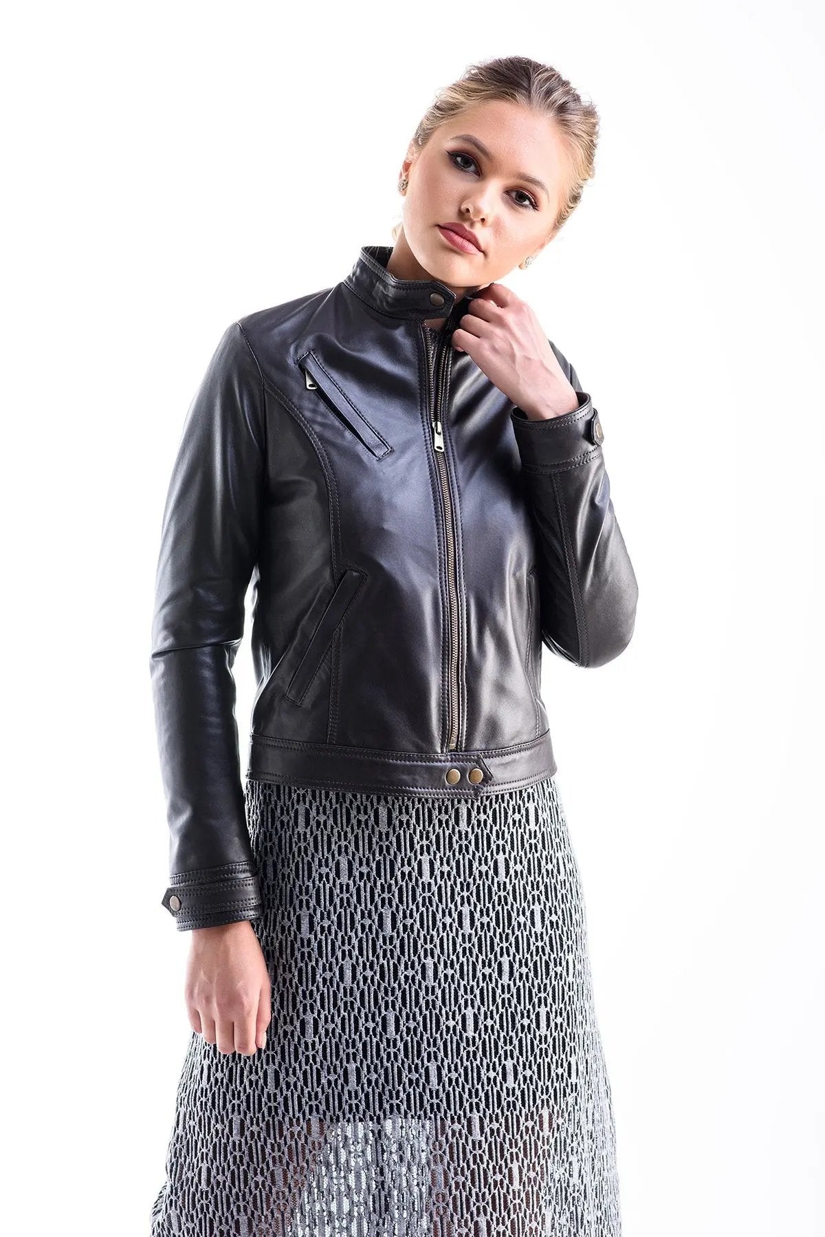 Brown Sporty Cut Genuine Leather Jacket Buy Me Fur Ltd