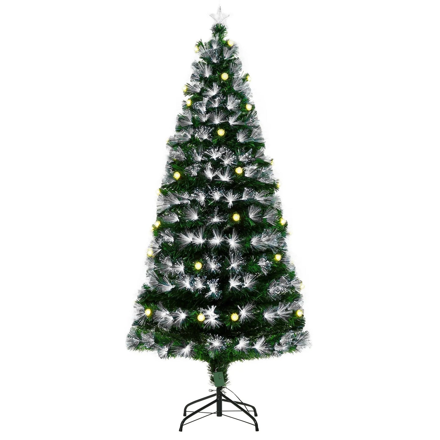 HOMCM 6ft White Light Artificial Christmas Tree w/ 230 LEDs Star Topper Tri-Base Full Bodied Seasonal Decoration Pre-Lit Home AOSOM
