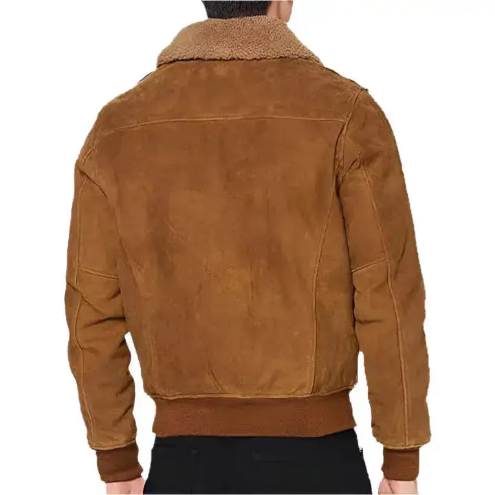 Men’s Brown Suede Leather Aviator Jacket Riders Republic UK