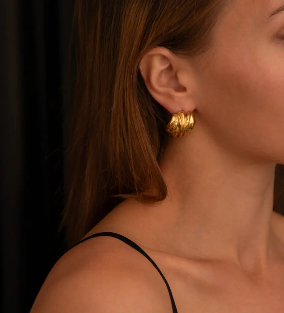 Sculptural Hoops Gold Lunar