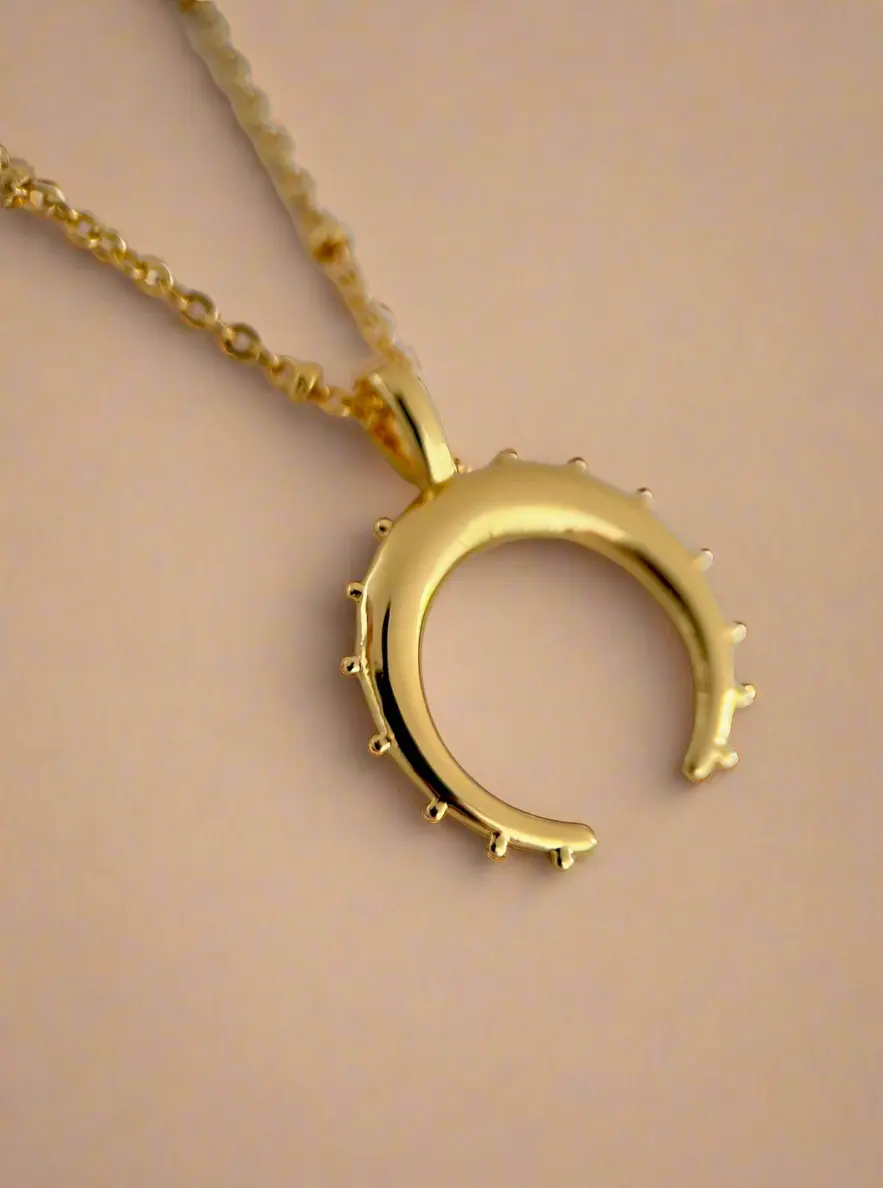 Crescent Moon Necklace Gold Lunar