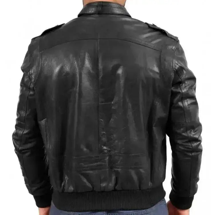 Mens Black Sheepskin Bomber Jacket Riders Republic UK