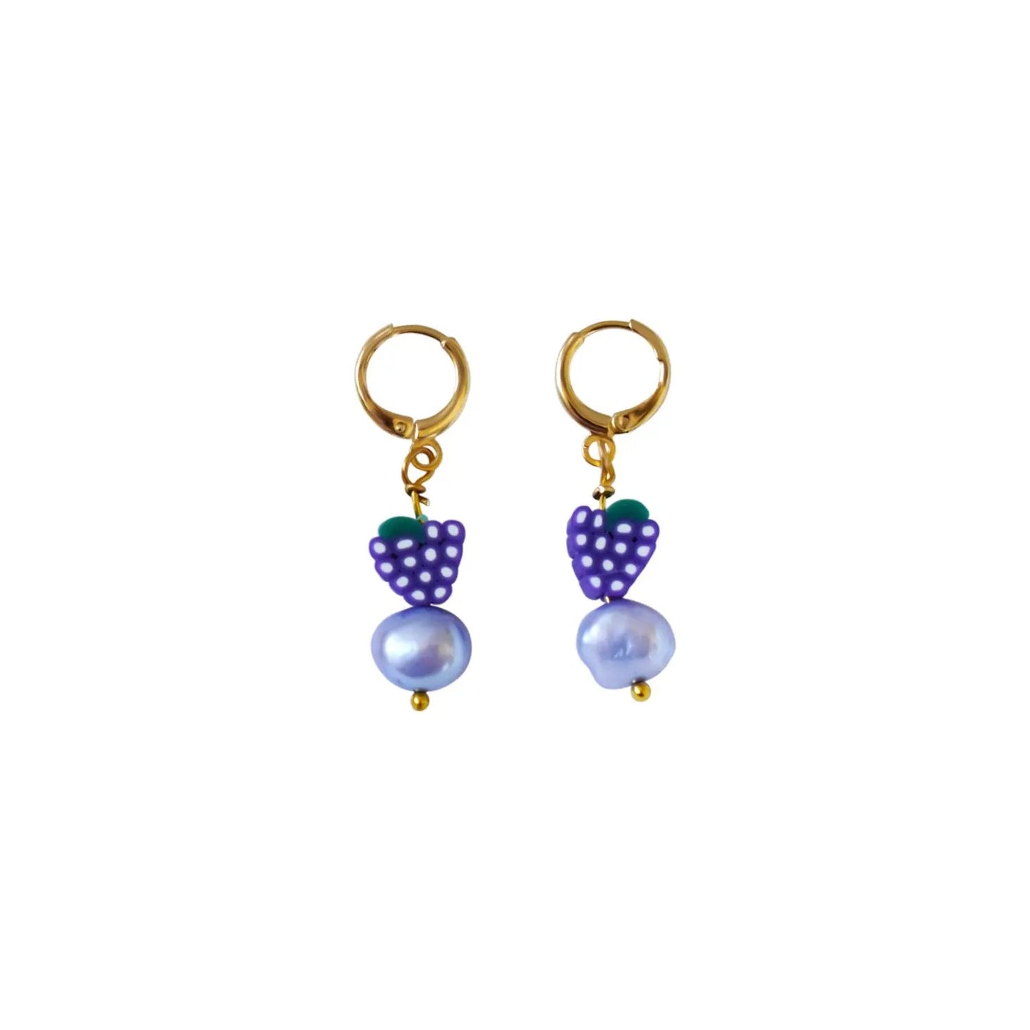 Purple freshwater pearl with grapes huggie earrings | by Ifemi Jewels-0