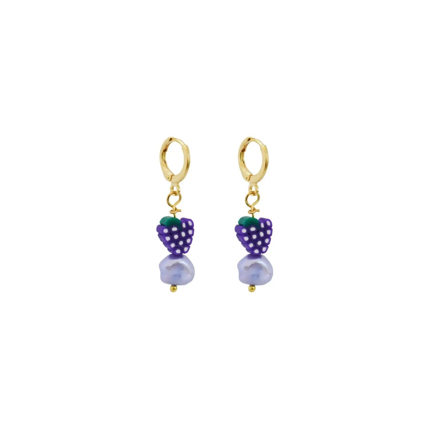 Purple freshwater pearl with grapes huggie earrings | by Ifemi Jewels-2