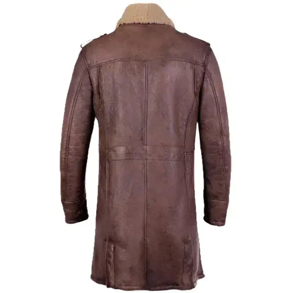 Men’s B3 Aviator Sheepskin Shearling Leather Brown Trench Coat Riders Republic UK
