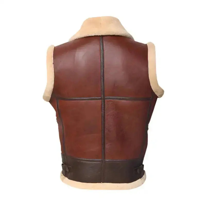 Mens Brown Shearling Leather Vest Riders Republic UK