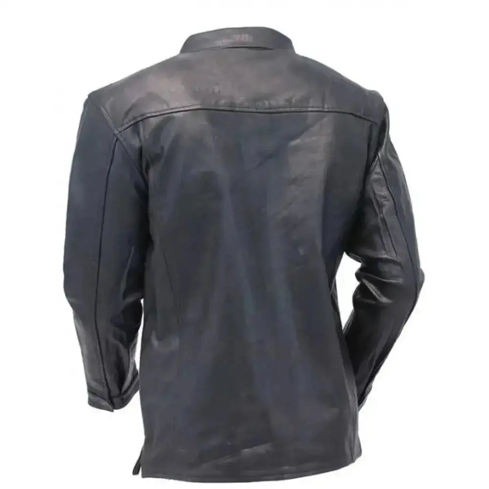 Mens Black Sheepskin Leather Shirt Riders Republic UK