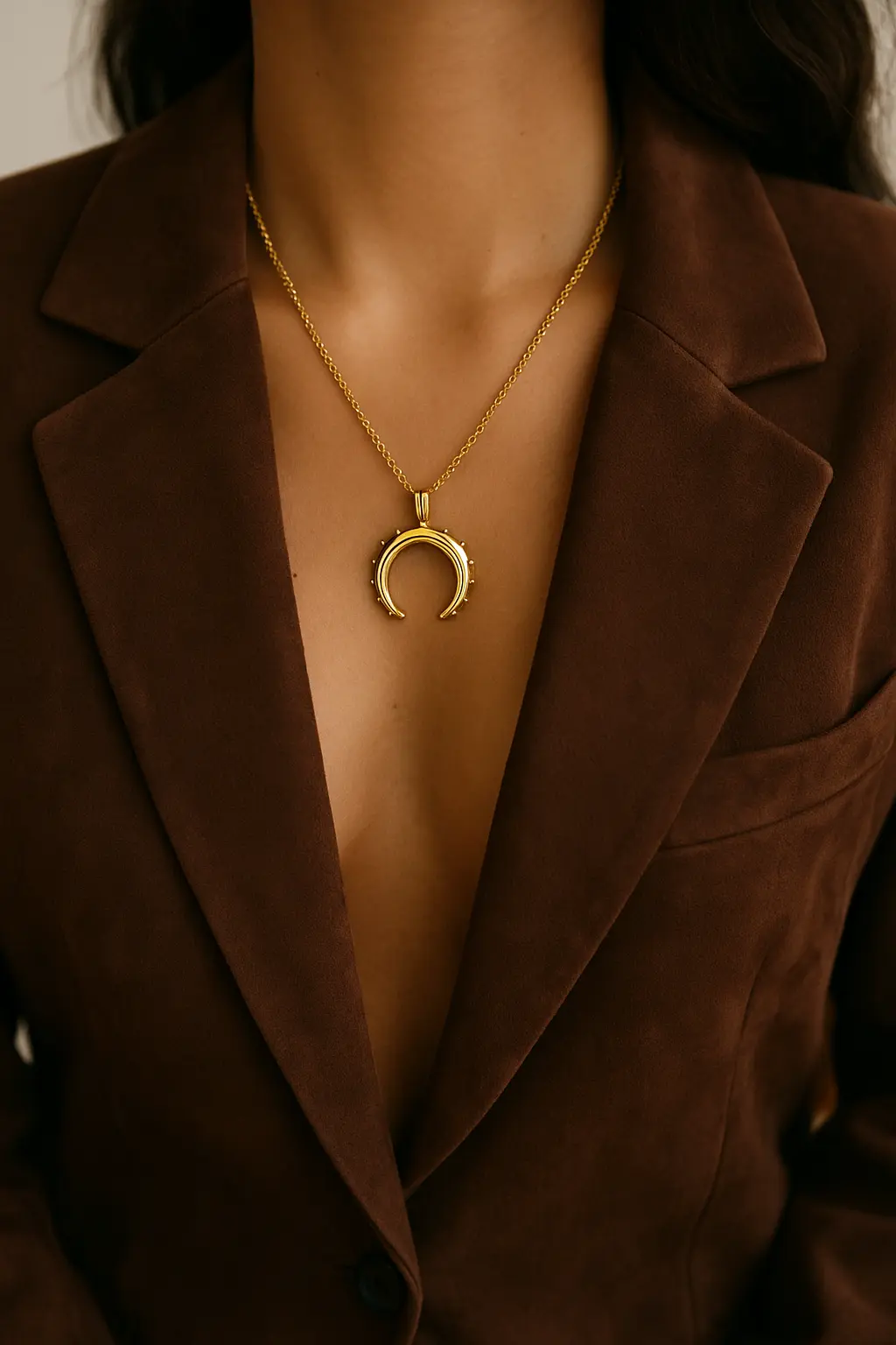 Crescent Moon Necklace Gold Lunar