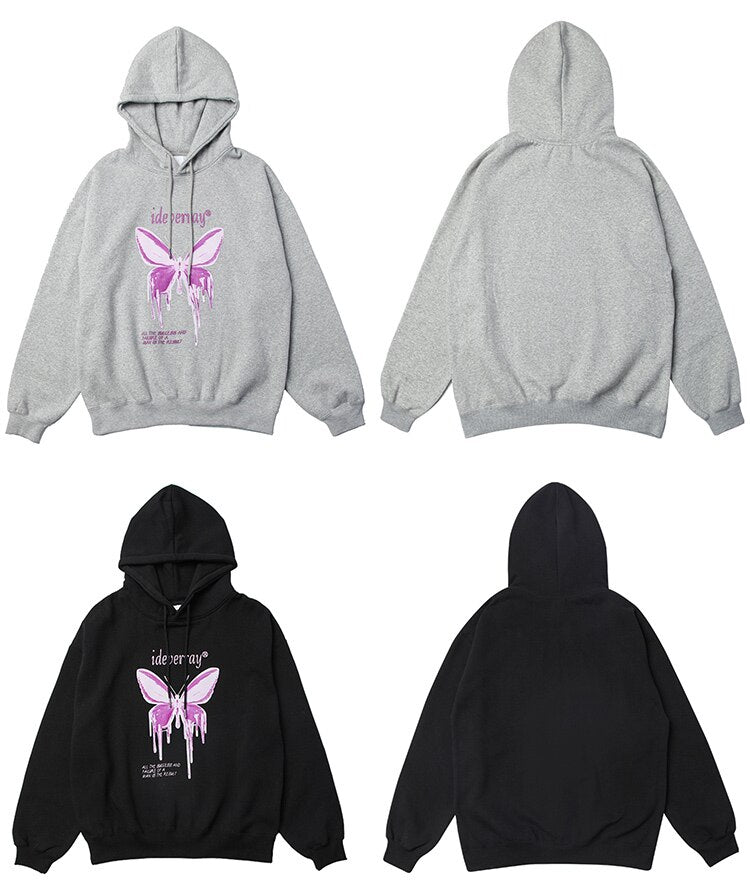 Hoodie Men Purple Gradient Butterfly Letter Printed Pullover Winter Oversize Hip Hop Fashion Harajuku Sweatshirt Winter Vimost Shop