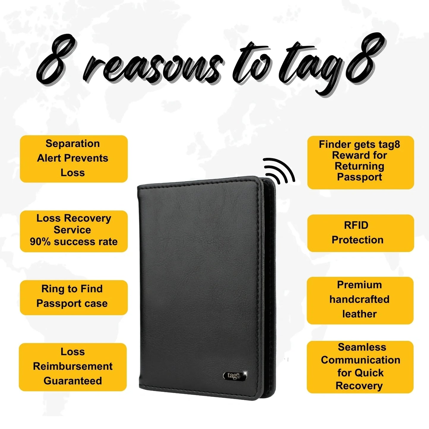 Dolphin Smart Leather Passport Tracker Dolphin Tracker + Lost Recovery + RFID
