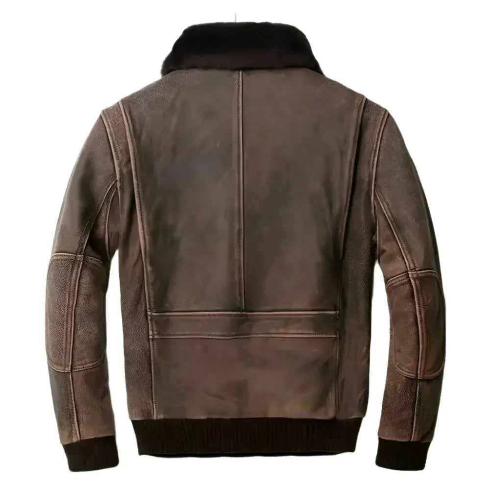 Vintage Brown Leather Motorcycle Jacket-1