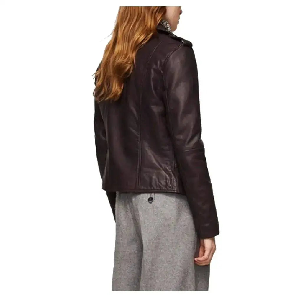 Women's Purple Genuine Leather Biker Jacket Riders Republic UK