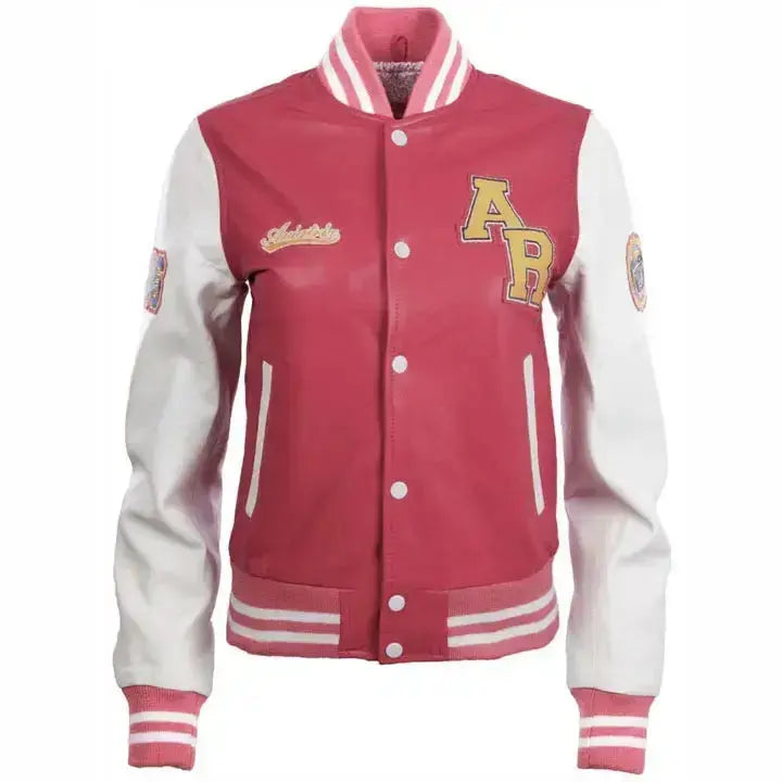 Women’s Leather Varsity Bomber Jacket Riders Republic UK