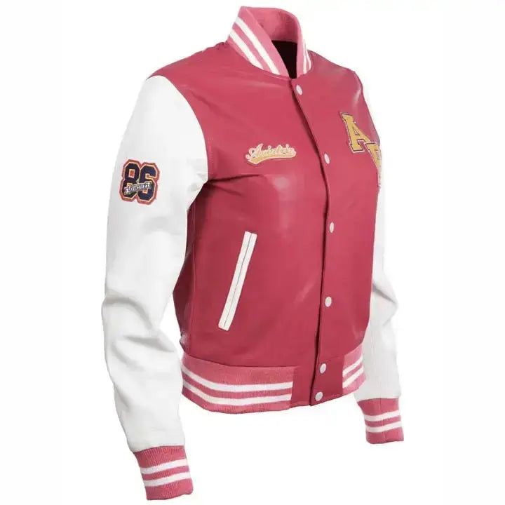 Women’s Leather Varsity Bomber Jacket Riders Republic UK
