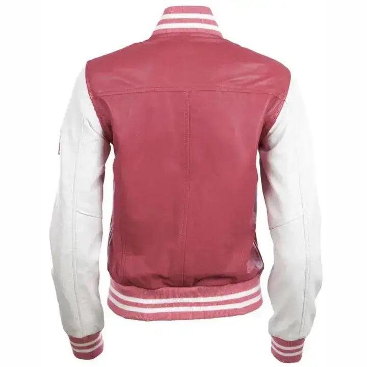 Women’s Leather Varsity Bomber Jacket Riders Republic UK