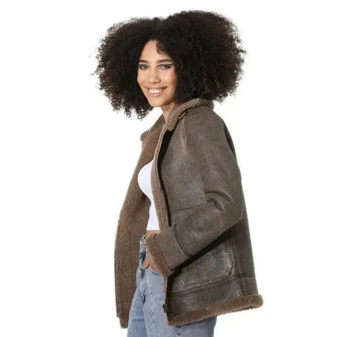 Women's Vintage Sheepskin Bomber Jacket Riders Republic UK