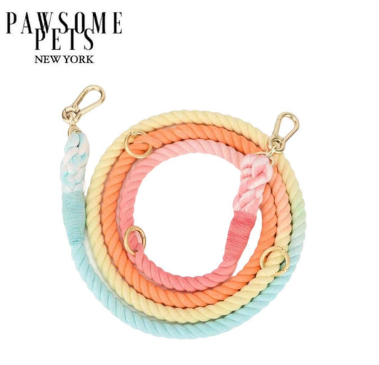HANDS FREE DOG ROPE LEASH - CLASSIC RAINBOW PAWSOME PETS