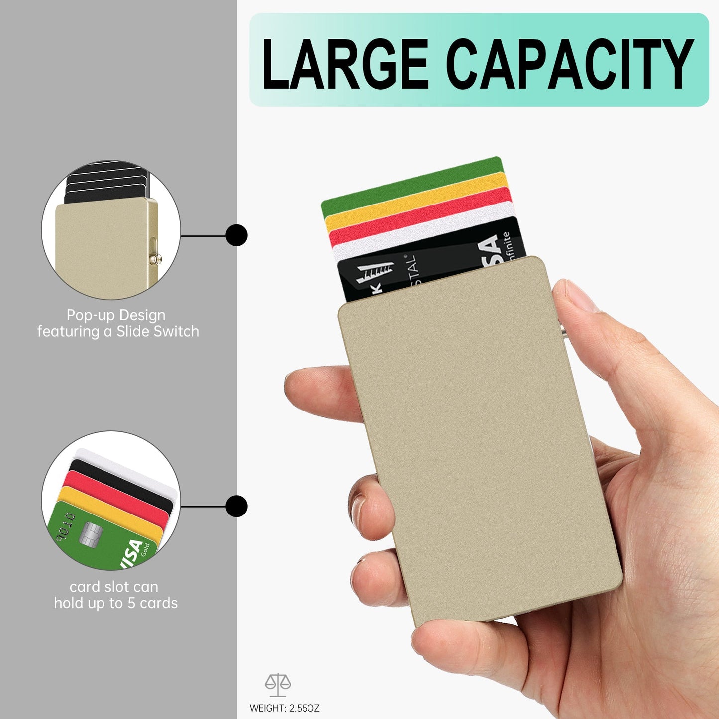 TOYFID All-Aluminum Pop Up Slide Rfid Slim Basic Card personalized wallet for men TOYFID Wallet