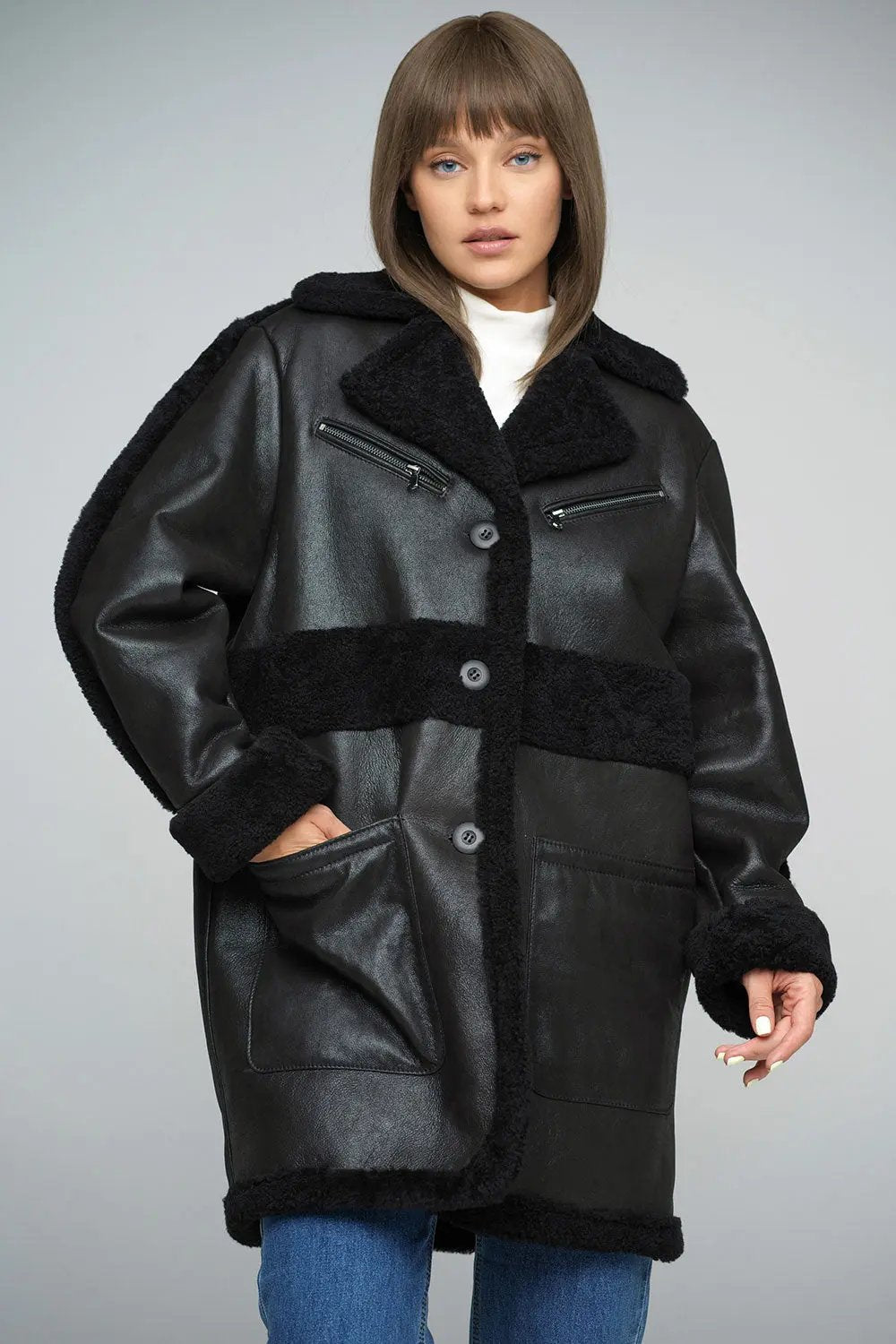 Black Sheepskin Bomber Jacket Buy Me Fur Ltd