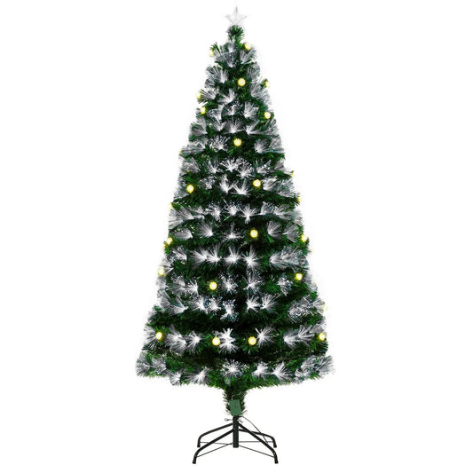 HOMCM 6ft White Light Artificial Christmas Tree w/ 230 LEDs Star Topper Tri-Base Full Bodied Seasonal Decoration Pre-Lit Home AOSOM