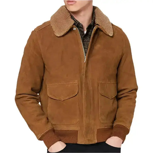 Men’s Brown Suede Leather Aviator Jacket Riders Republic UK