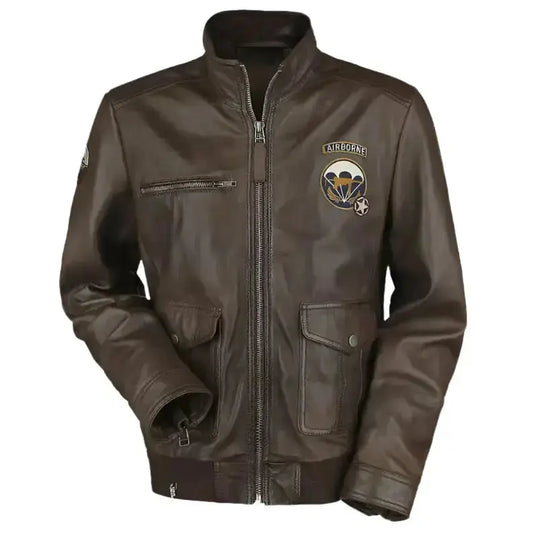 Men’s Brown Leather Jacket – Call of Duty WWII Vintage Military Style-0