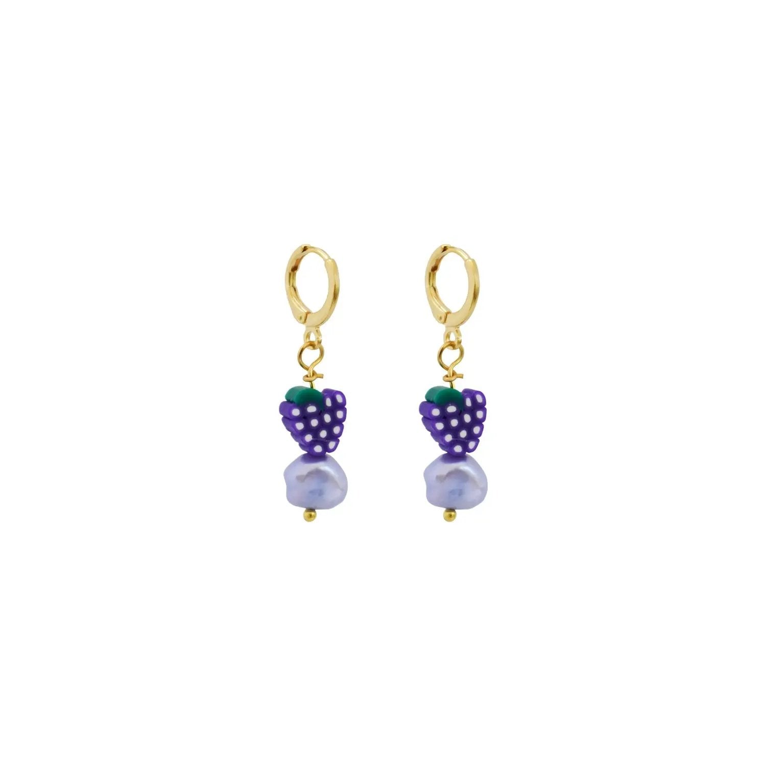 Purple freshwater pearl with grapes huggie earrings | by Ifemi Jewels-2
