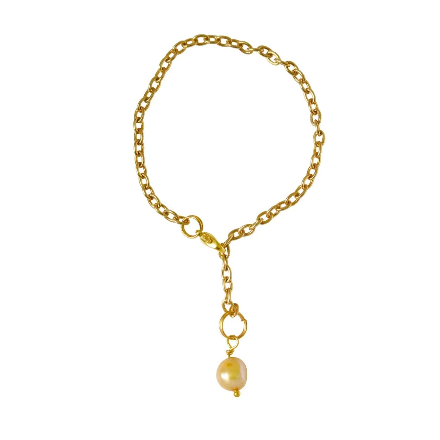 Gold freshwater pearl adjustable bracelet or anklet on gold plated chain | by Ifemi Jewels Ifemi Jewels