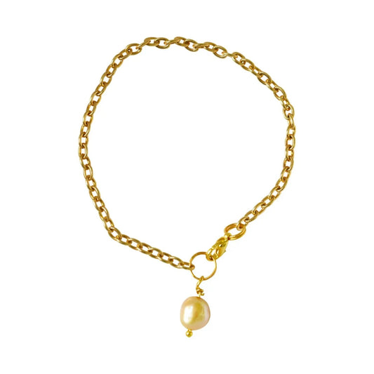 Gold freshwater pearl adjustable bracelet or anklet on gold plated chain | by Ifemi Jewels Ifemi Jewels