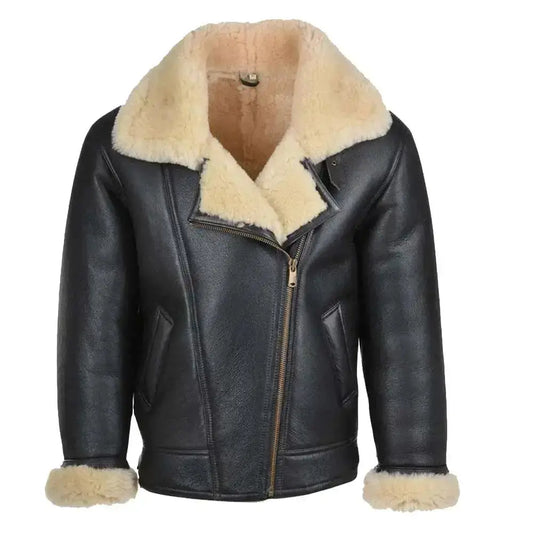 Mens Black Leather B3 Bomber Aviator Jacket Riders Republic UK