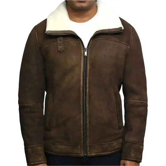 Mens Vintage Shearling Sheepskin Leather Jacket Riders Republic UK