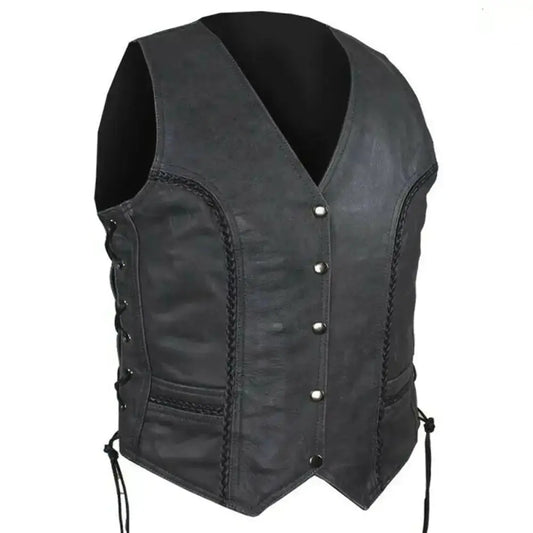 Women’s Motorcycle Leather Vest – Native American Style Riders Republic UK