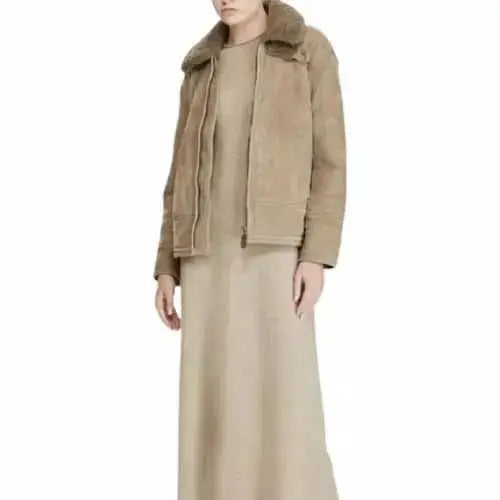 Women's Suede Shearling Bomber Jacket Riders Republic UK